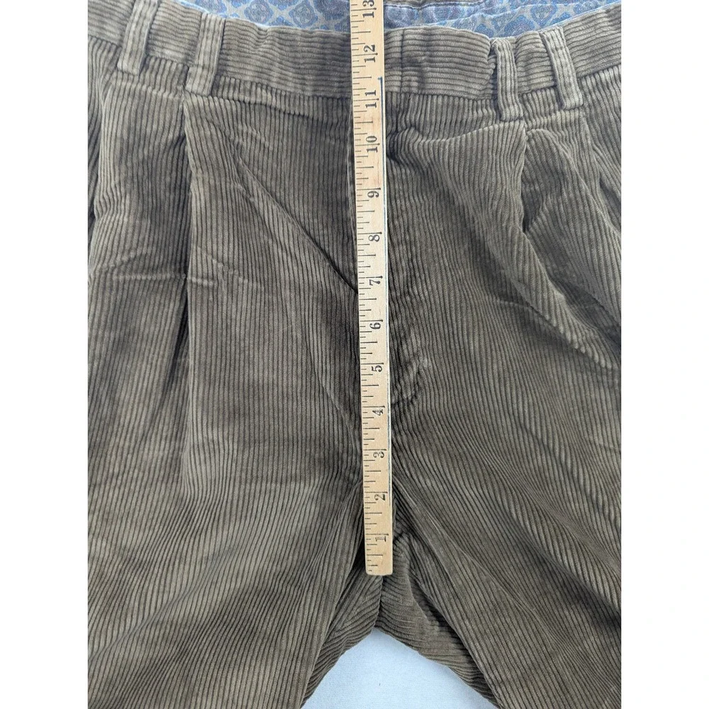 Eddie Bauer Mens Brown Corduroy Pleated Relaxed Fit Pants 36x28 Wide Wale Brown